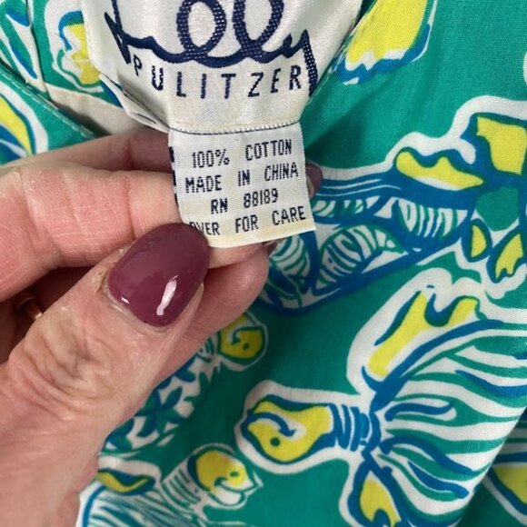 Lilly Pulitzer Vintage Green Turtle Print Dress Women's Size 8 - Picture 15 of 16